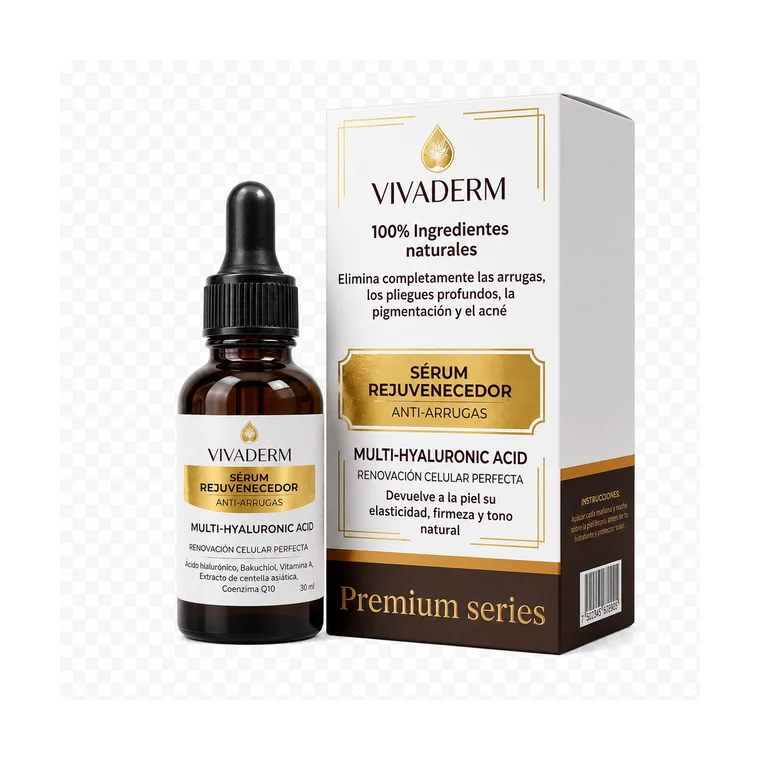 Vivaderm Serum, producto de bienestar en Colombia: envase