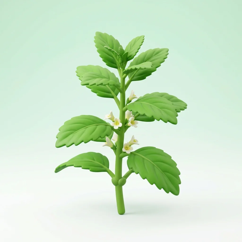 Ilustración 3D de las hojas de melisa, ingrediente de ParaHerb